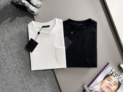 060311 New high-quality, minimalist pocket embroidered T-shirt