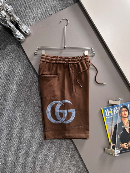 260311 New high-quality large-pattern embroidered fabric shorts
