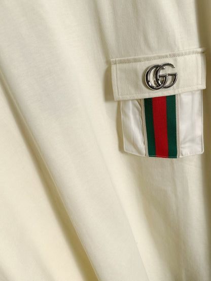 060311 New high-quality sleeve patch pocket T-shirt