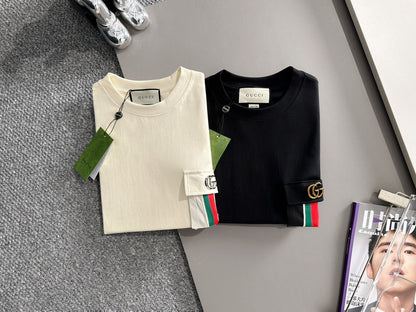 060311 New high-quality sleeve patch pocket T-shirt