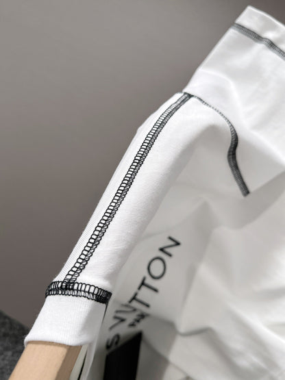 060311 New high-quality color-matched stitching simple T-shirt