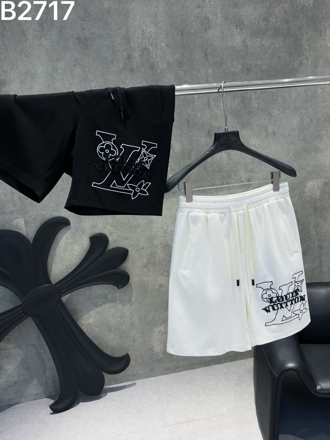 260311 New high-quality straight-striped patchwork knitted shorts