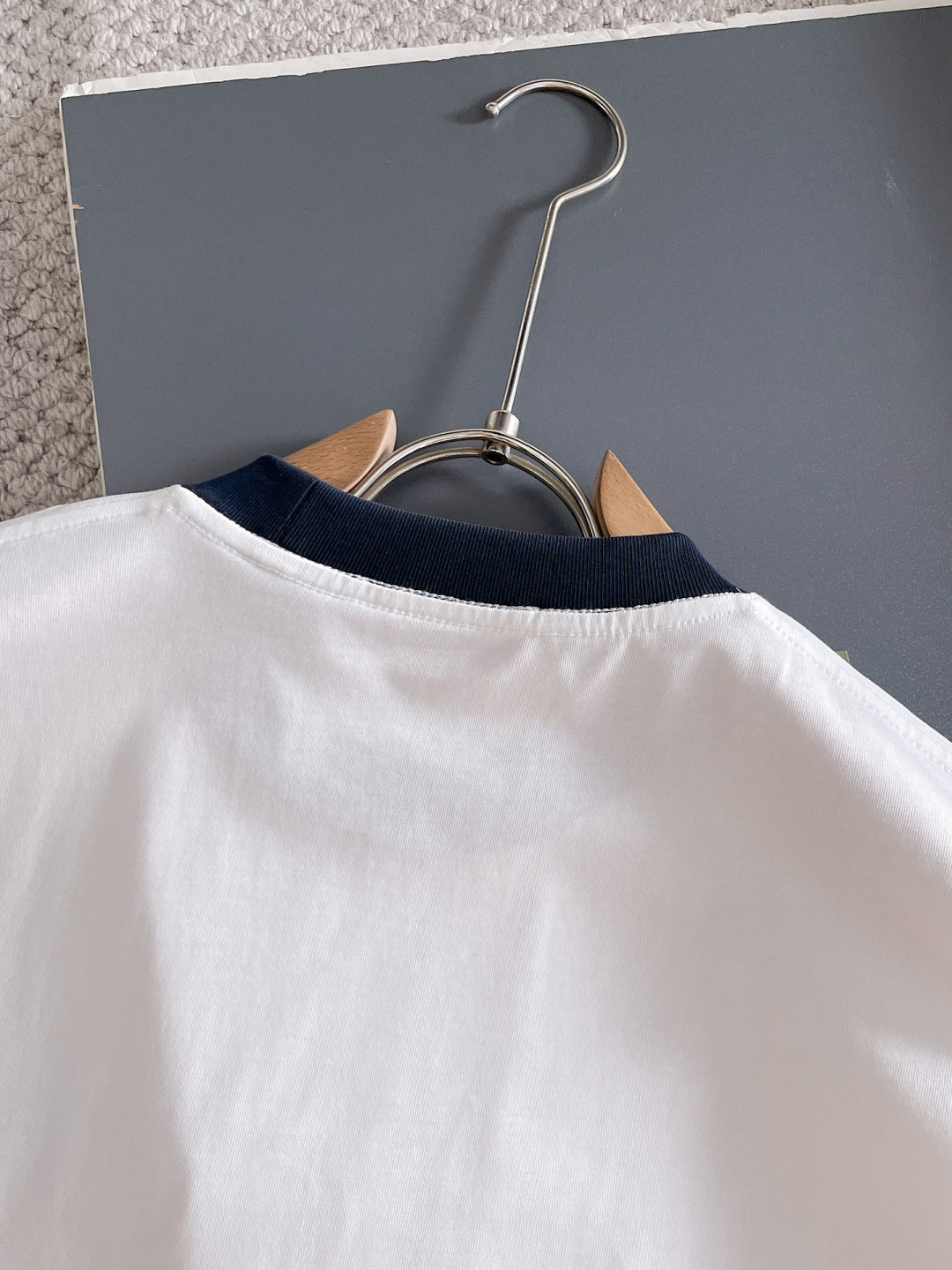 060311 New high-quality collared patchwork color-blocking T-shirt