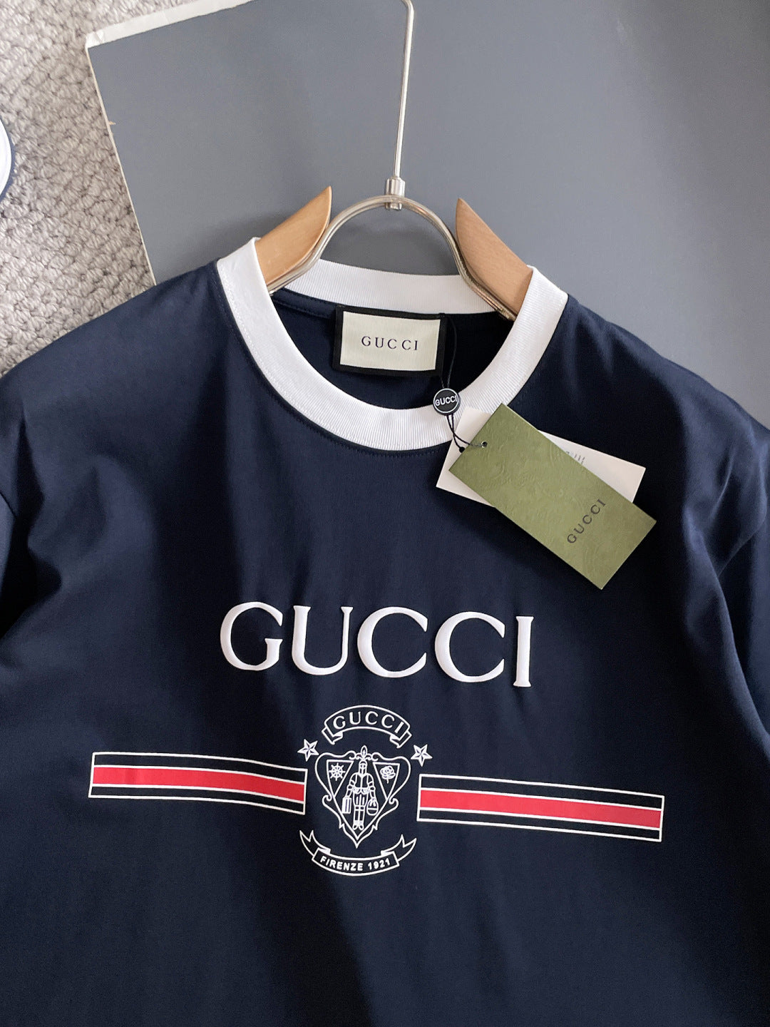 060311 New high-quality collared patchwork color-blocking T-shirt