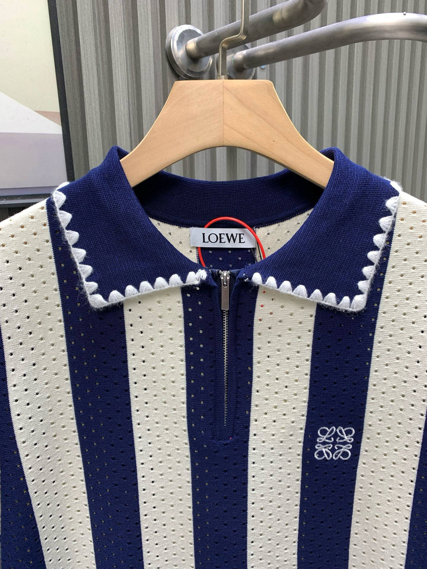 060311 New high-quality diamond-pattern jacquard design open-weave knit polo shirt