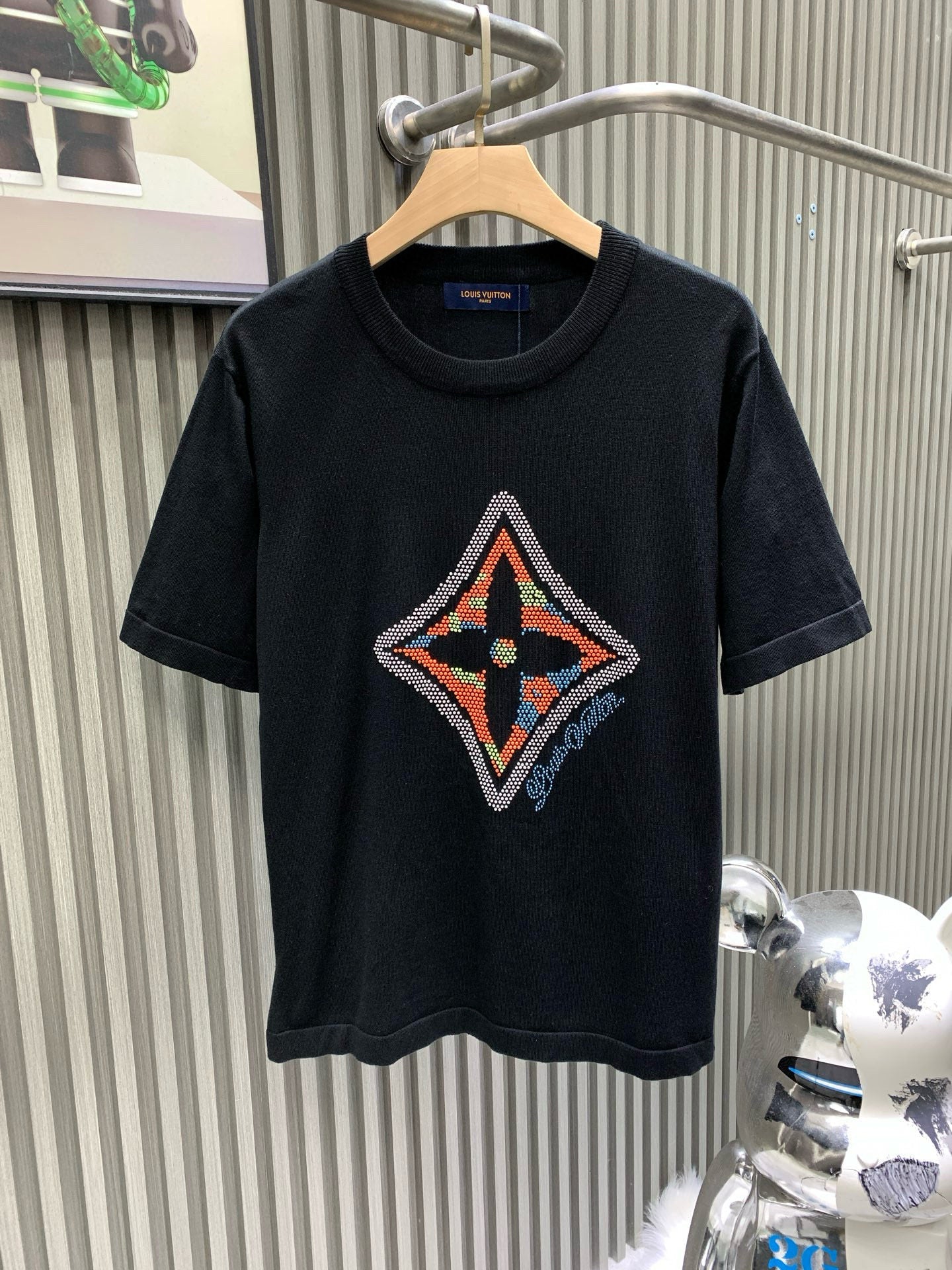 060311 New high-quality embroidered diamond soft knit T-shirt