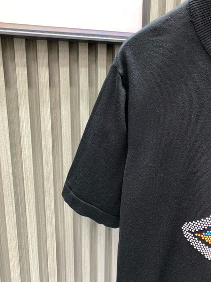 060311 New high-quality embroidered diamond soft knit T-shirt