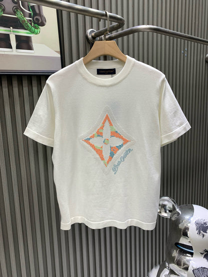 060311 New high-quality embroidered diamond soft knit T-shirt