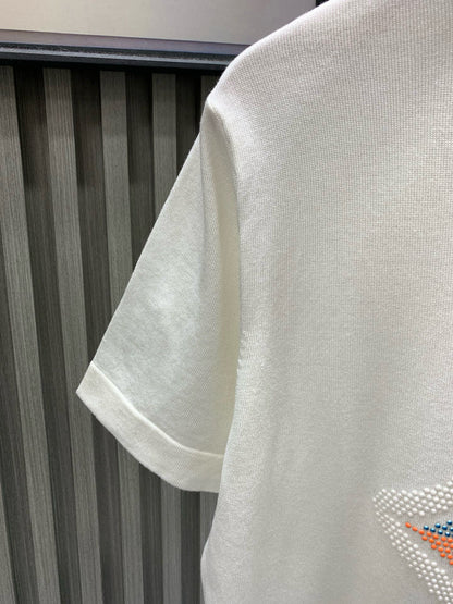 060311 New high-quality embroidered diamond soft knit T-shirt