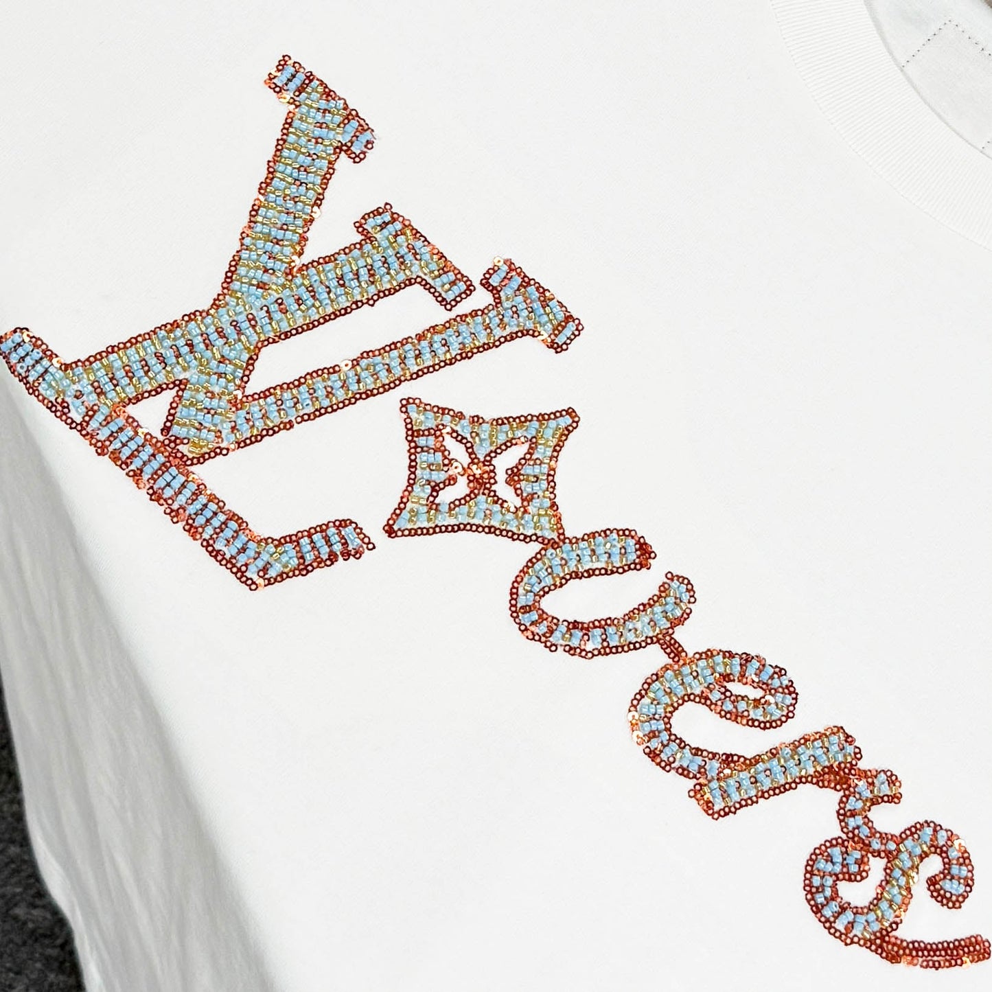 060311 New high-quality sequin embroidered thick T-shirt