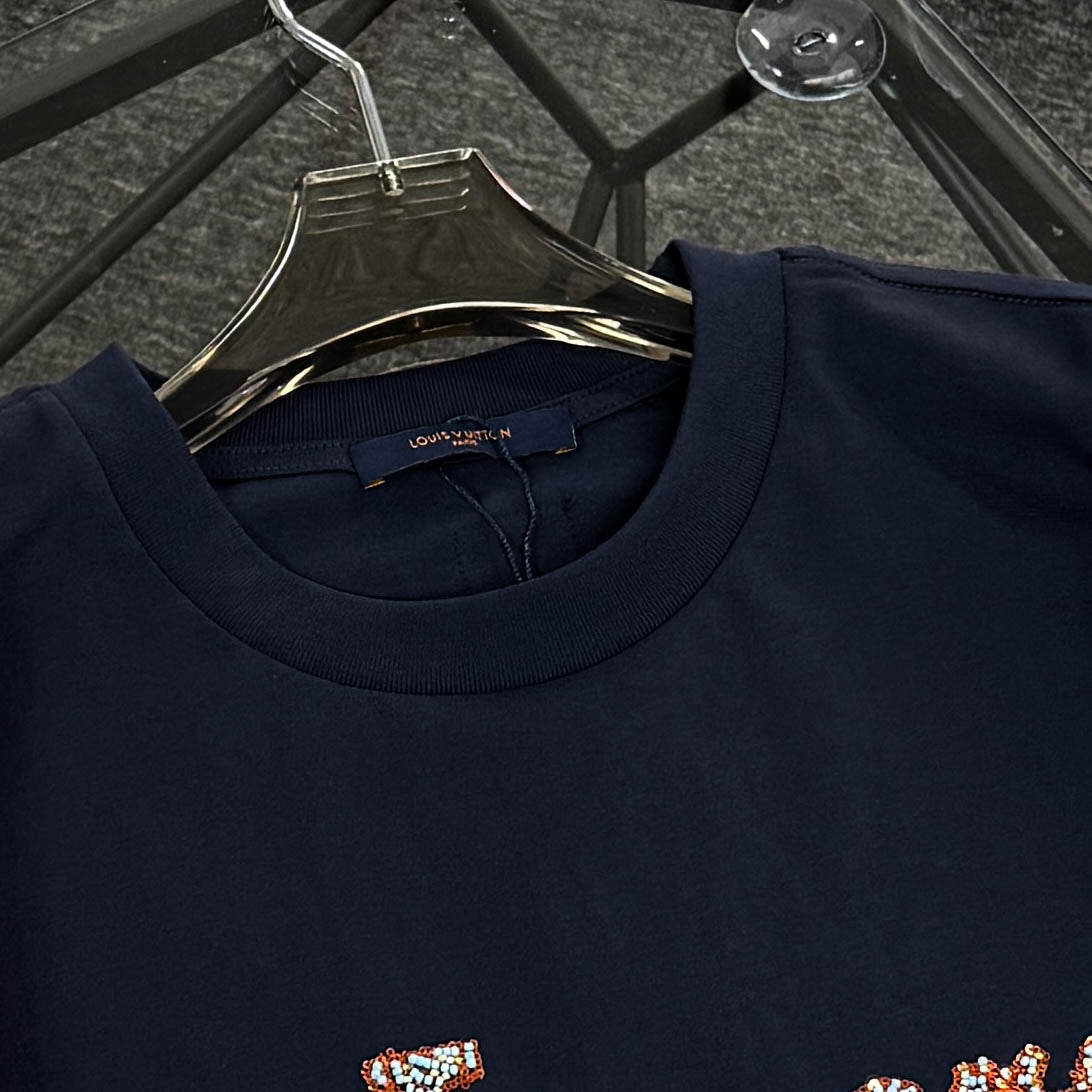 060311 New high-quality sequin embroidered thick T-shirt