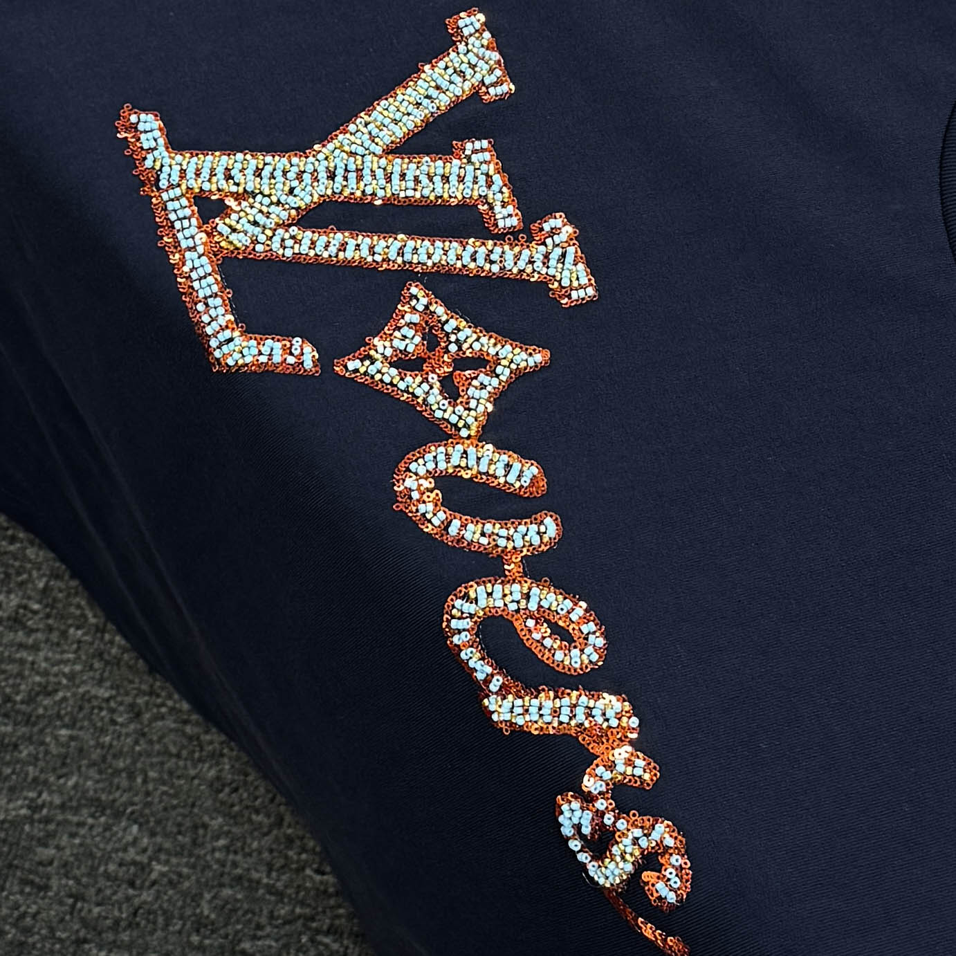 060311 New high-quality sequin embroidered thick T-shirt