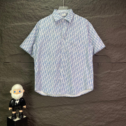 260315 New high-quality full-letter printed jacquard short-sleeved shirt