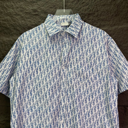 260315 New high-quality full-letter printed jacquard short-sleeved shirt