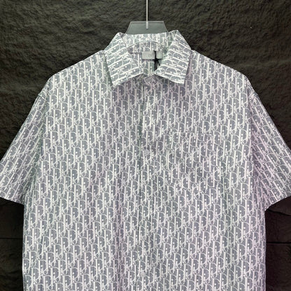 260315 New high-quality full-letter printed jacquard short-sleeved shirt