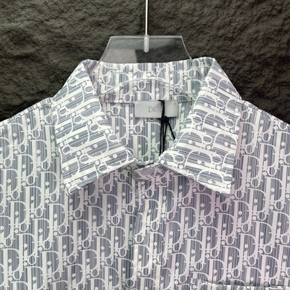 260315 New high-quality full-letter printed jacquard short-sleeved shirt