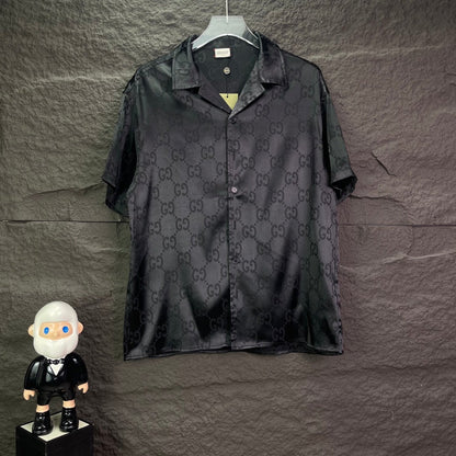 260315 New high-quality full-letter printed jacquard short-sleeved shirt