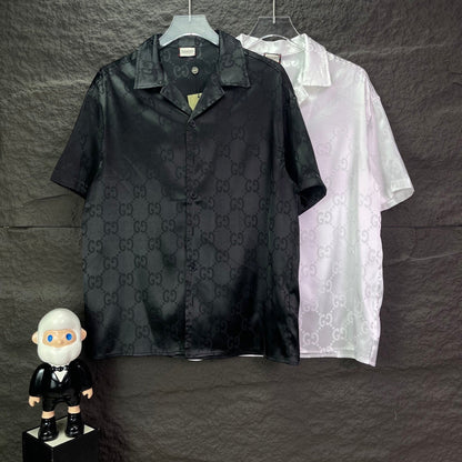 260315 New high-quality full-letter printed jacquard short-sleeved shirt