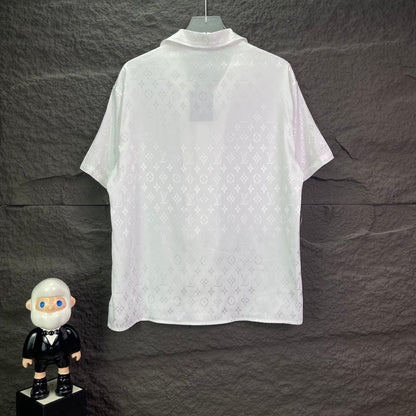 260315 New high-quality full-letter printed jacquard short-sleeved shirt