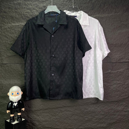 260315 New high-quality full-letter printed jacquard short-sleeved shirt