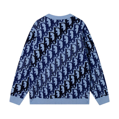 260315 New high-quality full-pattern jacquard wool knitted round-neck sweater
