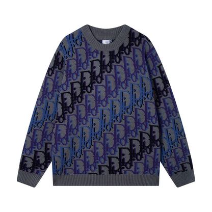 260315 New high-quality full-pattern jacquard wool knitted round-neck sweater