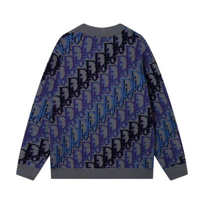 260315 New high-quality full-pattern jacquard wool knitted round-neck sweater