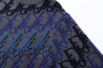 260315 New high-quality full-pattern jacquard wool knitted round-neck sweater