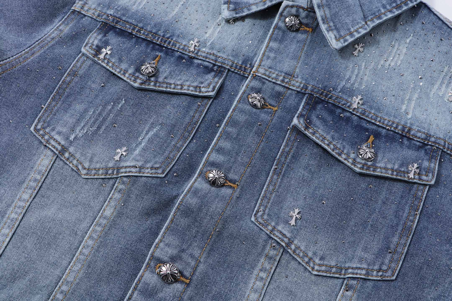 260315 New high-quality sequined denim jacket