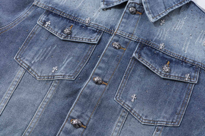 260315 New high-quality sequined denim jacket