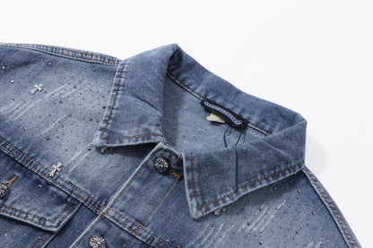 260315 New high-quality sequined denim jacket
