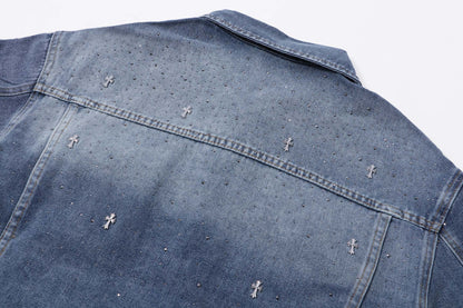 260315 New high-quality sequined denim jacket