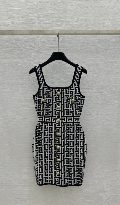 260315 New model maze-style high-waisted backless knitted dress