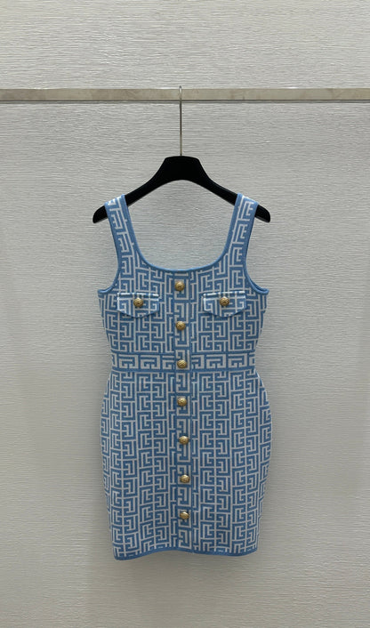 260315 New model maze-style high-waisted backless knitted dress