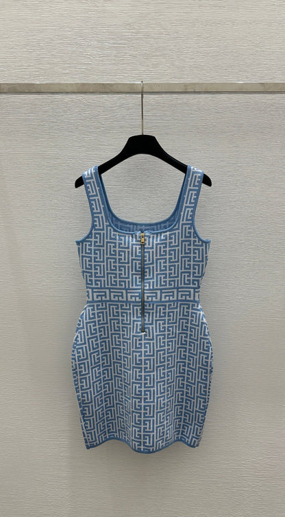 260315 New model maze-style high-waisted backless knitted dress