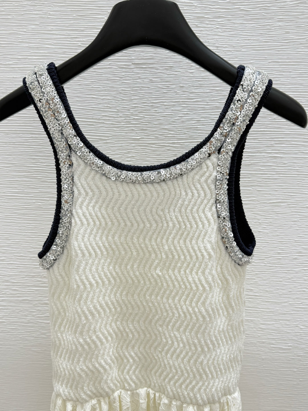 260315 New style round-neck bead-embroidered lace knitted dress