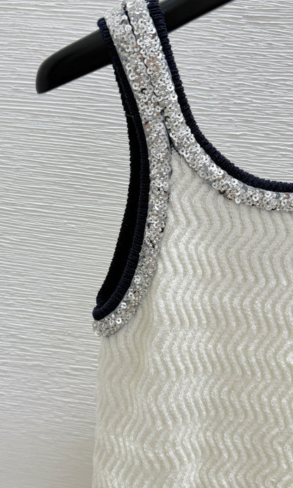 260315 New style round-neck bead-embroidered lace knitted dress