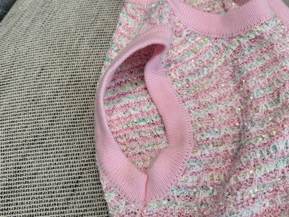 260315 New spring-autumn pink wool knitted mini-chic cardigan dress