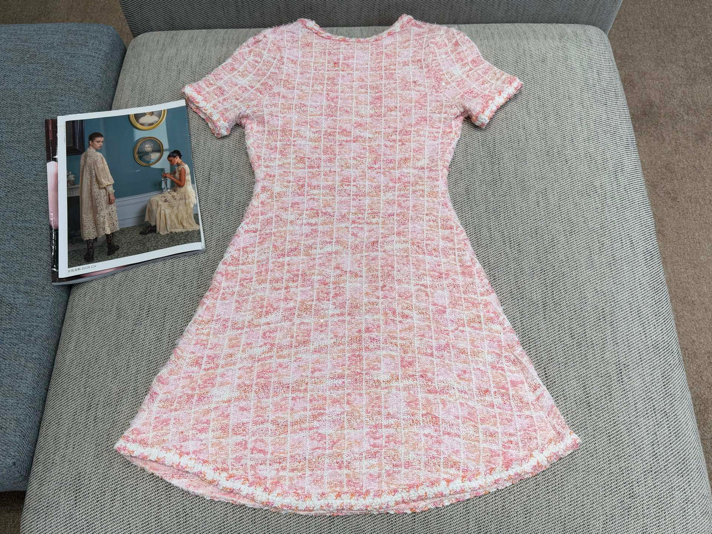 260315 New spring-autumn pink woolen mini-chic knitted dress