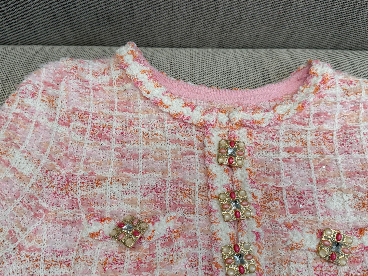 260315 New spring-autumn pink woolen blouse-style short-sleeved shirt