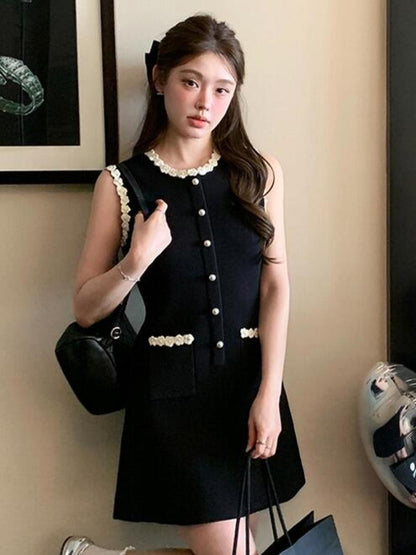 260315 New heavy-duty dress with spring-autumn collar and lace trim