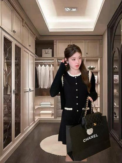 260315 New heavy-duty dress with spring-autumn collar and lace trim
