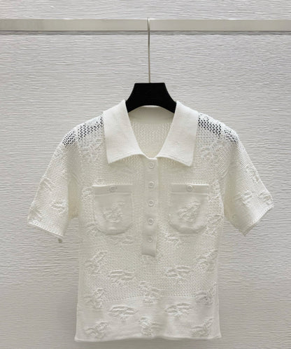 260315 New style spring-autumn bow-shaped open-collar short-sleeved shirt