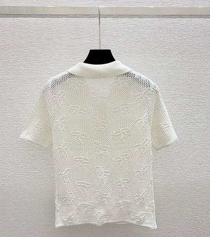 260315 New style spring-autumn bow-shaped open-collar short-sleeved shirt