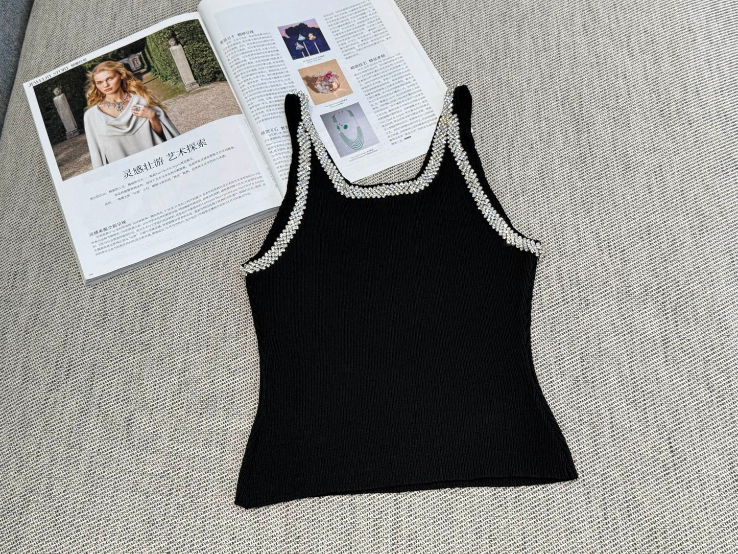 260315 New spring-autumn soft diamond-encrusted decorative vest