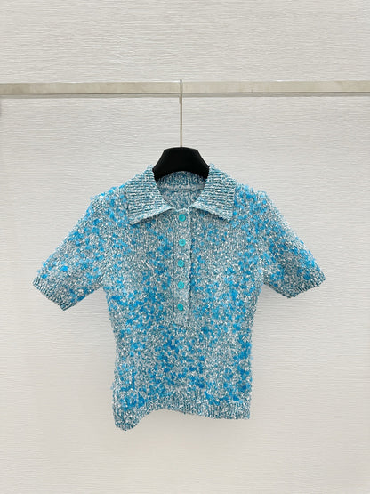 260315 New spring-autumn design-inspired contrast-color knitted polo shirt
