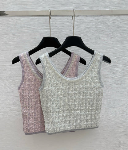 260315 New spring-autumn round-neck beaded vest