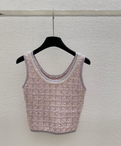 260315 New spring-autumn round-neck beaded vest