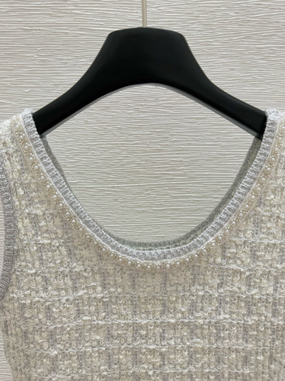 260315 New spring-autumn round-neck beaded vest