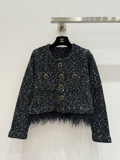260315 New autumn-style thick knitted heavy-duty mini-chic sweater coat